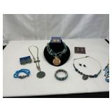 Faux Turquoise and Gold Jewelry