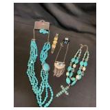 Costume Jewelry Lot With Turquoise Accents
