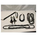 Black Beaded Jewelry and Earrings