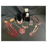 Red and Silver Jewelry Set