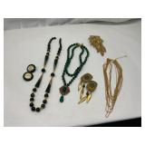 Gold-Tone and Green Jewelry Set