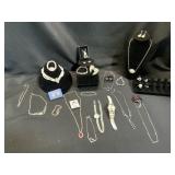 Costume Jewelry with Blue Tones and Accessories