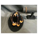 Wooden Necklace (Missing Clasp) & Bracelet Set