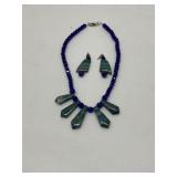 Blue-Green Gemstone Necklace and Earring Set