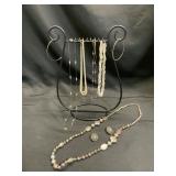 Jewelry Lot: 5 Necklaces, 2 Bracelets, 1 Pair of E