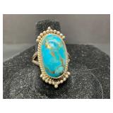 Sterling Silver Ring with Turquoise Cabochon