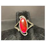 Sterling Silver Ring with Red Carnelian