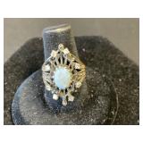 Vintage 14 KT Gold Opal Ring with Diamonds