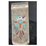 Vintage Navajo Zuni Inlay Money Clip