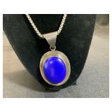 Sterling Silver Pendant Necklace With Lapis Stone