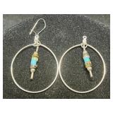 Sterling Silver Turquoise Hoop Earrings