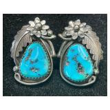 Silver and Turquoise Nugget Earrings