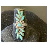 Vintage Zuni Petit Point Turquoise Ring