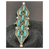 Elegant Navajo Sterling Silver Ring with Turquoise