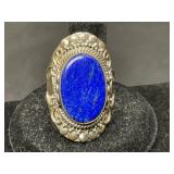 Silver Ring with Beautiful Lapis Lazuli Cabochon