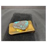 Brass Money Clip with Turquoise Accent