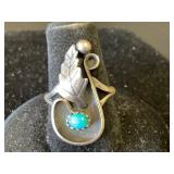 Navajo Sterling Silver Turquoise Shadowbox Ring