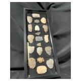 Framed Collection of Stone Riverbed Artifacts