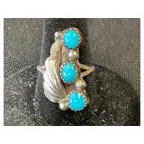 Sterling Silver and Turquoise Ring, Size 5.5