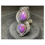 Purple Copper Turquoise Navajo Ring