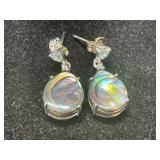Sterling Silver Abalone Shell Dangle Earrings