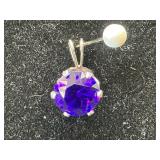 Sterling Silver Pendant with 8mm Lab Amethyst