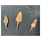Three Rusted Iron Arrowheads