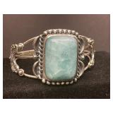 Southwest Handmade Larimar Stone .925 Cuff Bracele