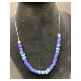 Silver Necklace With Blue Beads