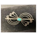 Vintage Sterling Silver Wire Brooch with Turquoise