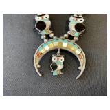 Vintage Zuni Owl Squash Blossom Necklace