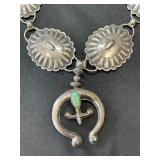 Sterling Silver Concho Necklace with Turquoise