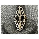 Mexico 925 Sterling Silver Filigree Ring, Size 7.5
