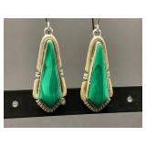 Southwestern Navajo Sterling Silver Malachite Earr