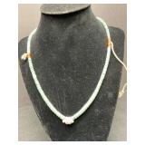 Vintage Turquoise Bead Necklace with Shells