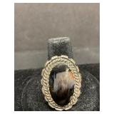 Vintage Sterling Silver Agate Ring