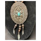 Vintage Turquoise Concho Necklace