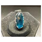 Sterling Silver Blue Quartz Ring, Size 5.5