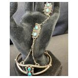 Kingman Turquoise & Sterling Silver Slave Bracelet