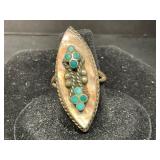 Vintage Zuni Turquoise Inlay Ring