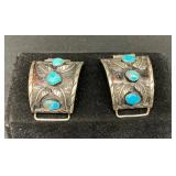 Silver Watch Band Tips with Turquoise