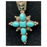 Sterling Silver Necklace with Turquoise Cross