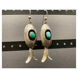 Navajo .925 Silver Squash Earrings w/ Turquoise