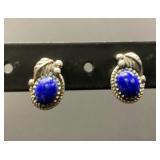 Sterling Silver and Lapis Lazuli Stud Earrings