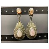 Navajo Silver and Pink Conch Shell Earrings or Mo