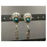 Navajo Sterling Silver Bear Claw Earrings