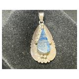 Denim Lapis & Sterling Silver Pendant, ES Hallmark