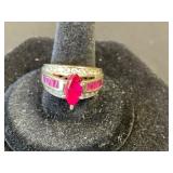 .925 Sterling Silver Ring with Ruby