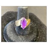 10 KT Gold Marquise-Cut Amethyst Ring