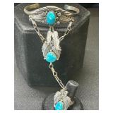 Sterling Silver and Turquoise Slave Bracelet